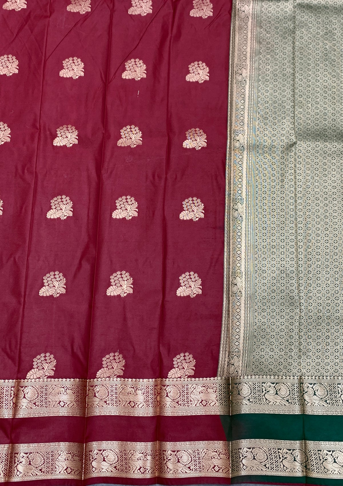 Soft Silk Casual Saree Maroon Colour with Rettai PettuBorder