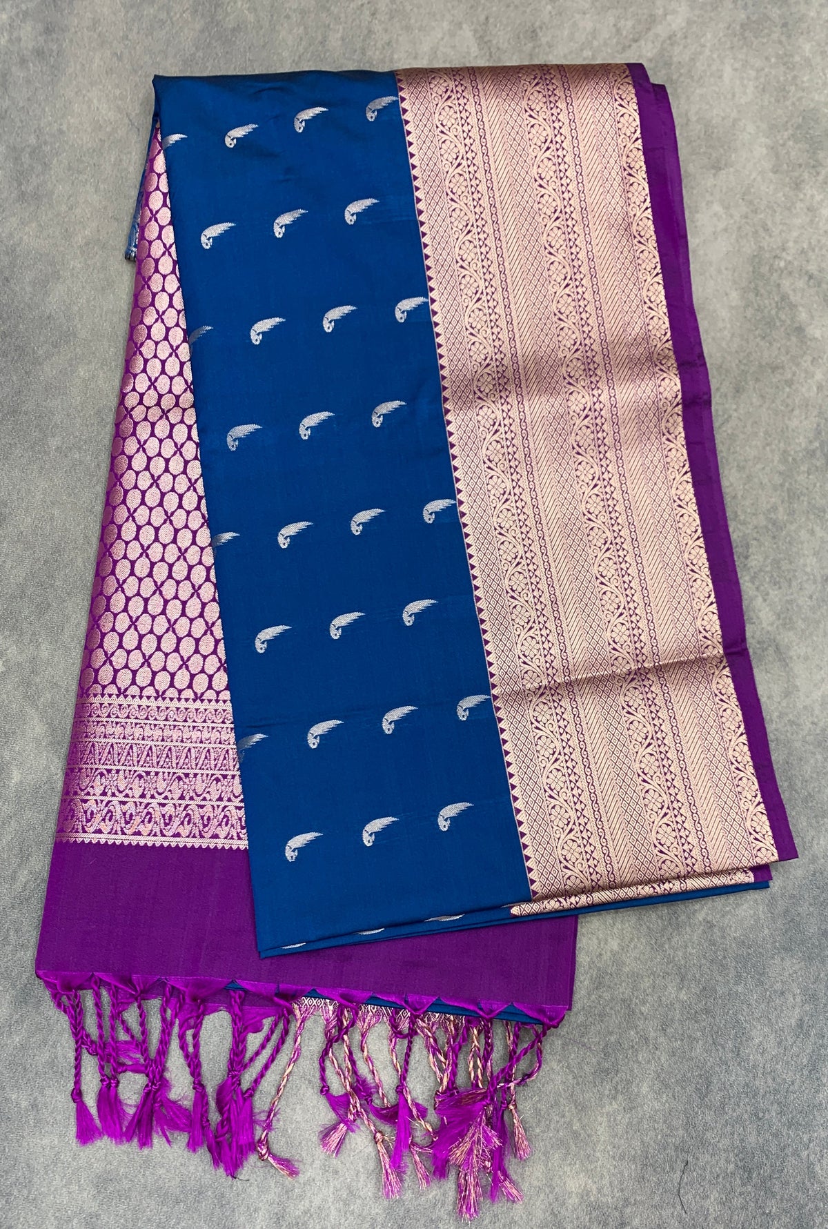 Art Silk Saree Sky Blue Colour with Purple Colour Border