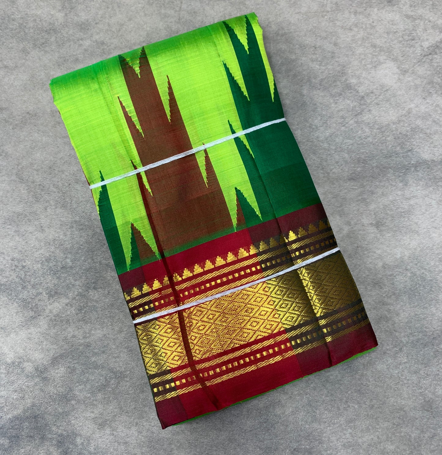 Pure Kanchipuram Silk Saree Light Green Colour with Maroon Border