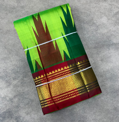 Pure Kanchipuram Silk Saree Light Green Colour with Maroon Border