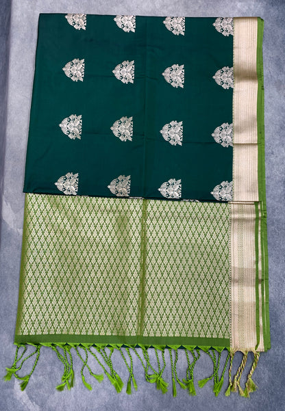 Art Silk Saree Green Colour with Olive Green Colour Border