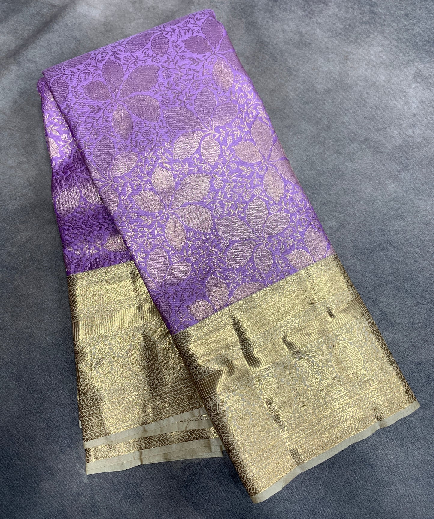 Fancy Tissue Saree Lavender Colour with Sliver Colour Border