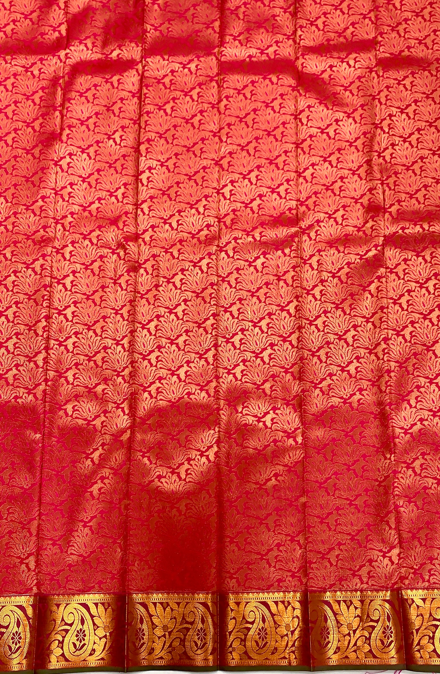 Vegan Silk Saree Pink Colour with Copper Border with Mango design