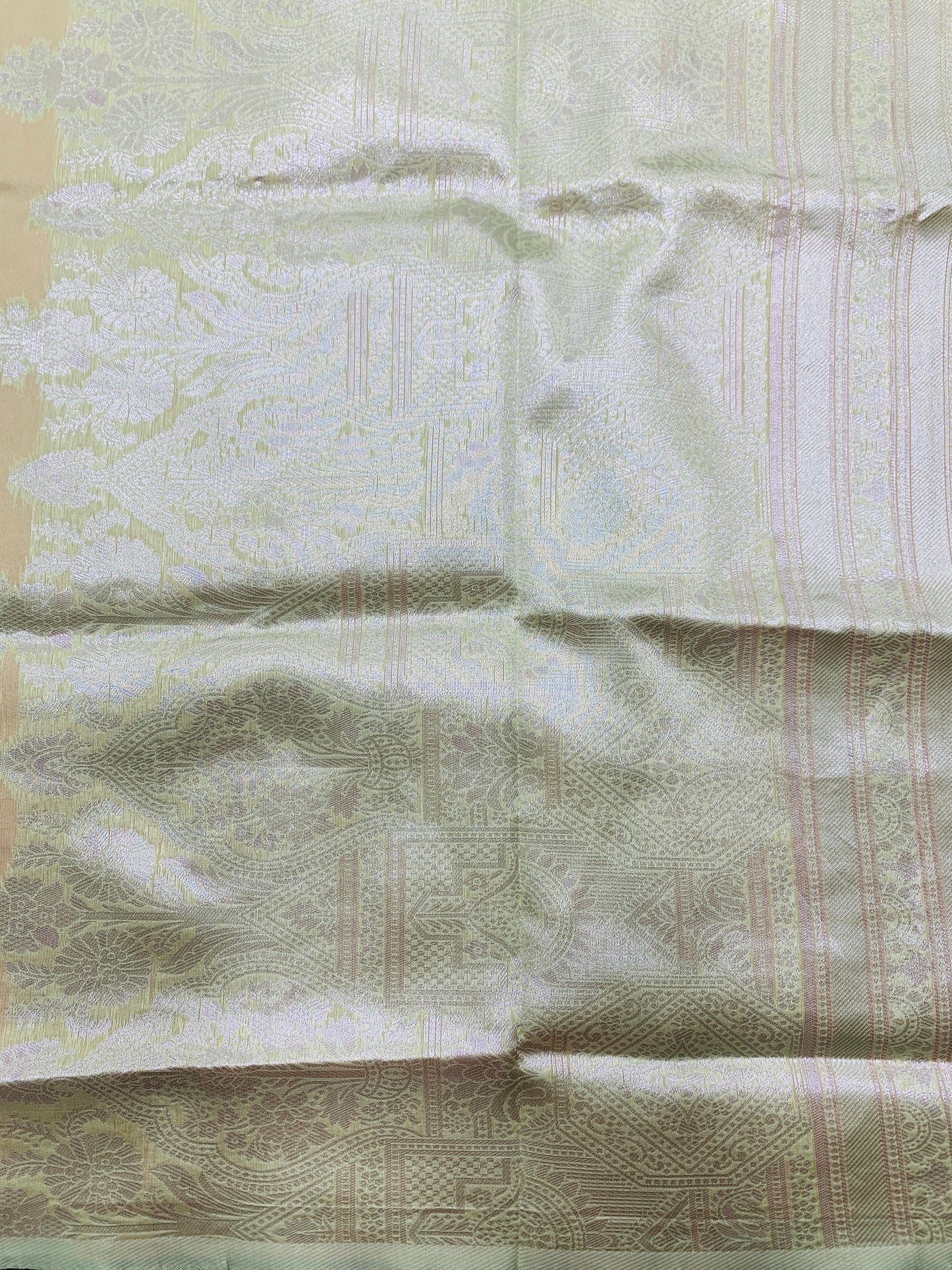 Paper Silk Saree Peach Colour with Borderless