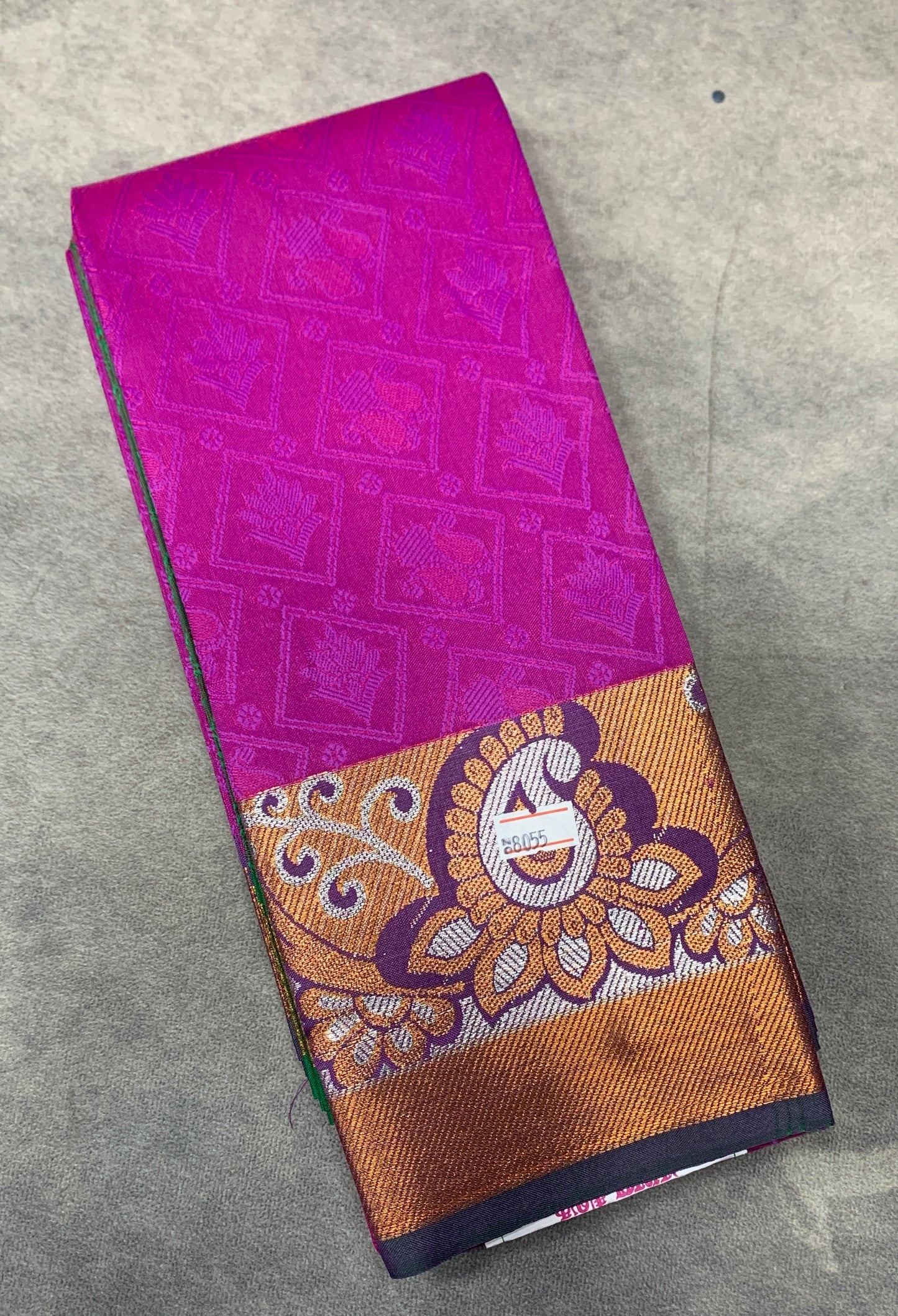 Synthetic Cotton Saree Pink Shade with Copper Border