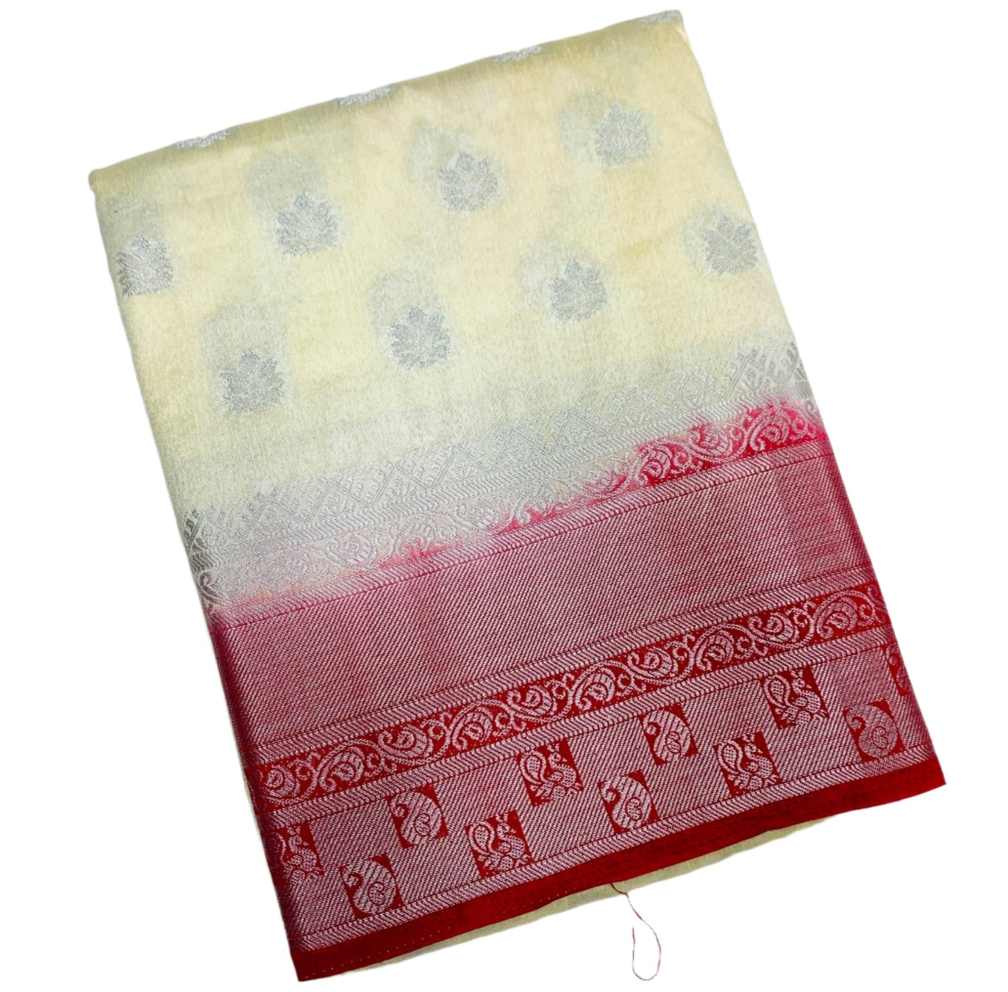 Tussar Saree Colour Off White Colour with Red Border