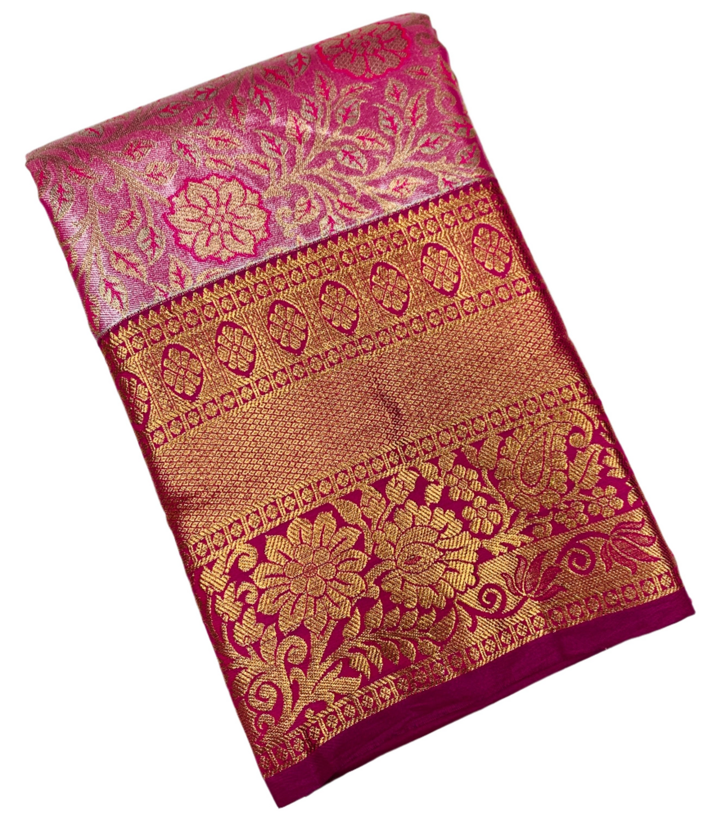 Baby Pink Colour Soft Kanchi Tissue Pattu Saree with Pink border