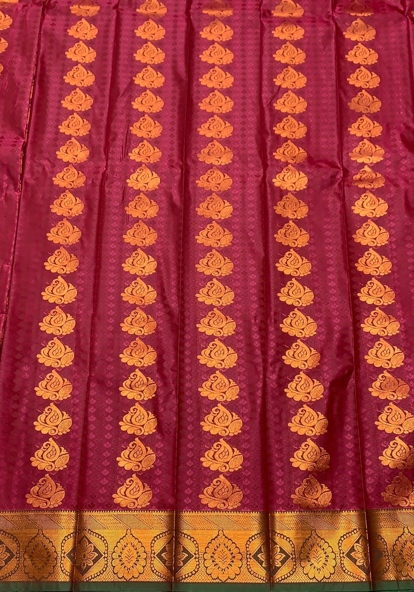 Vegan Silk Saree Maroon Colour Saree with Copper Border