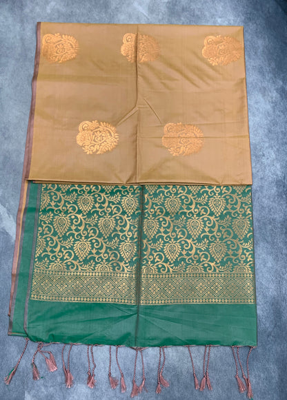 Art Silk Saree Mustard Gold Colour with Borderless