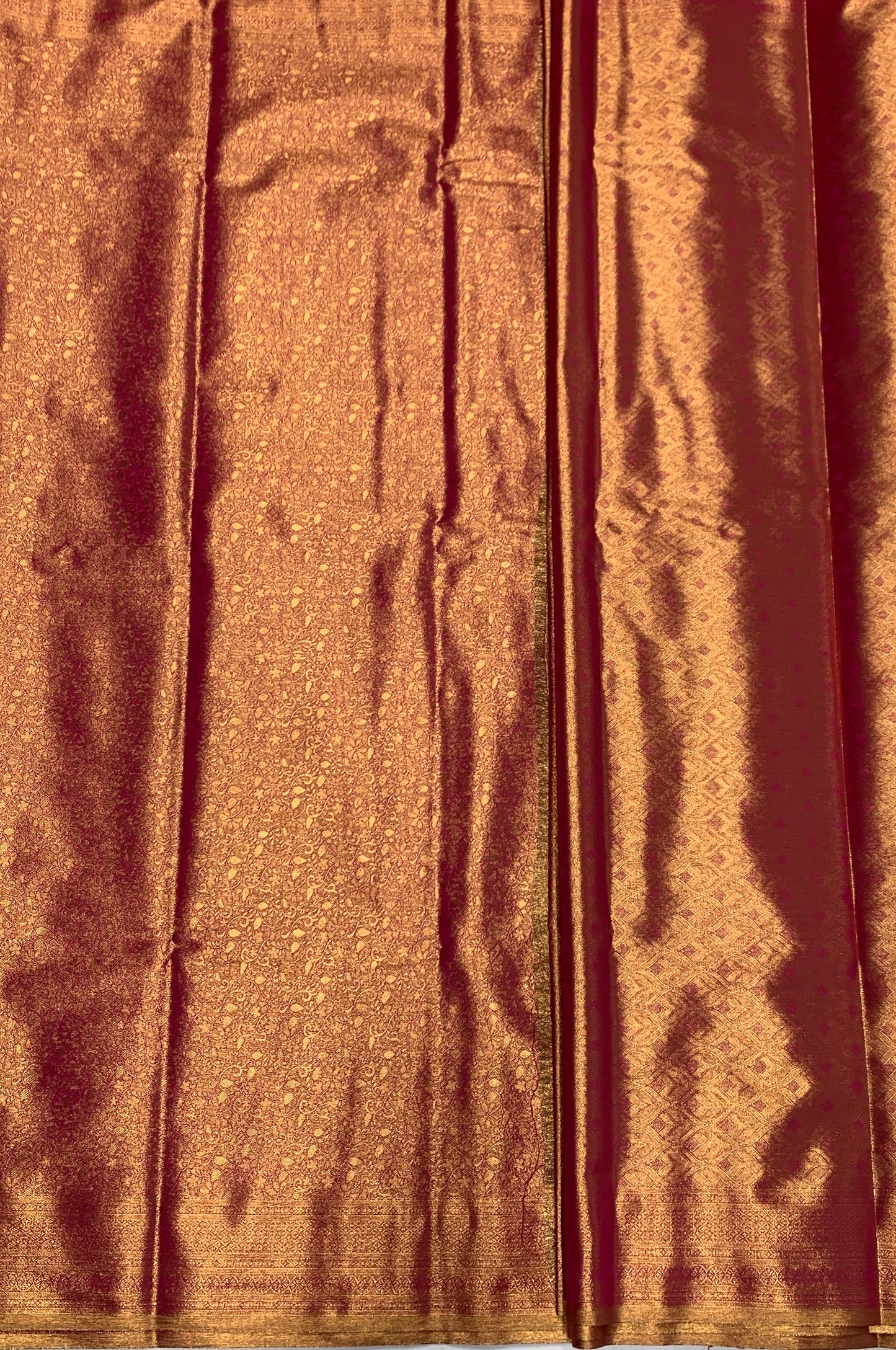 Rose and Golden Colour Soft Kanchi Tissue Pattu Saree with Self Border