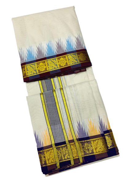 Korvai Cotton Dhoti Half White Colour