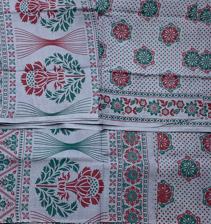Chettinad Sungudi Cotton Gray Colour with Floral Design Border