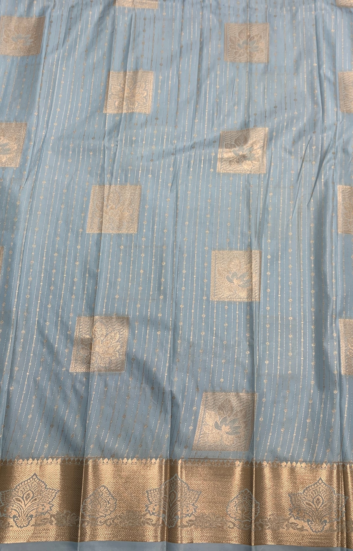 Soft Silk Casual Saree Ice Blue with Sliver Zari Border