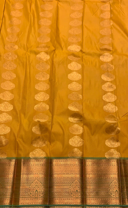 Vegan Silk Saree Mustard Colour Saree with Copper Border