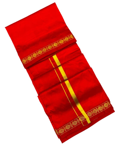 Silk Pooja Towel Red colour