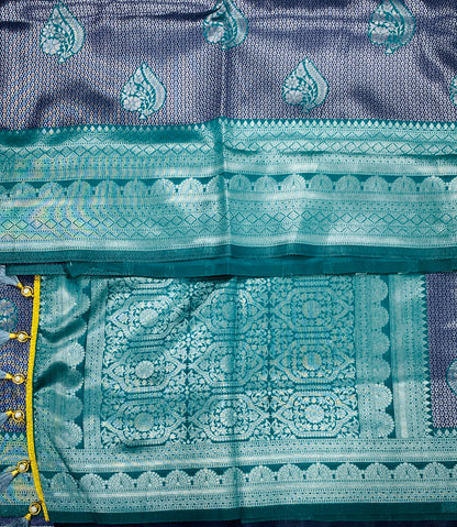 Art Silk Saree Blue Colour with Green Border