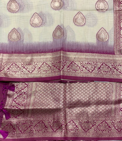 Banaras Katan Saree Off White  Colour with Katan Work Border