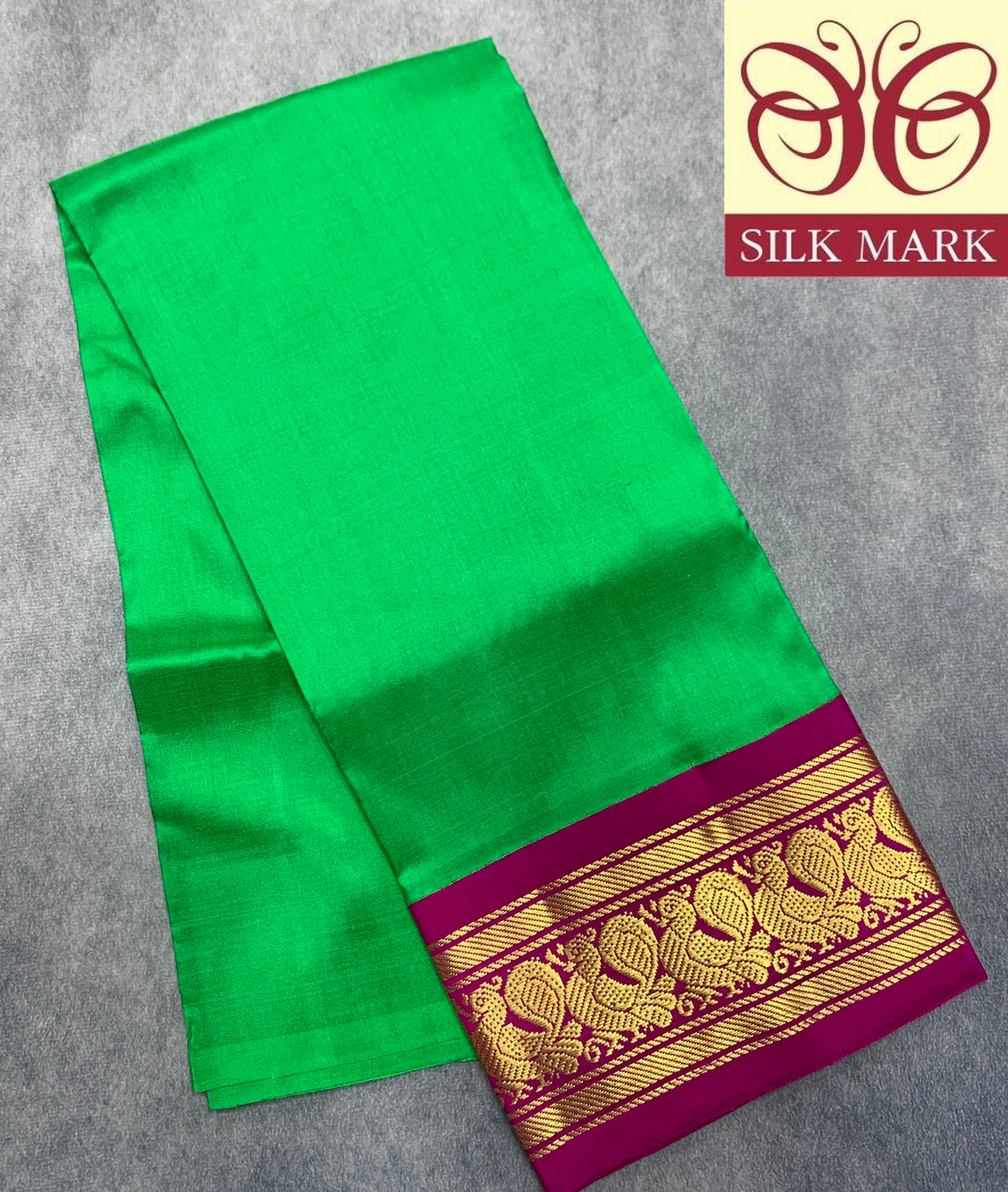 Light Green Shade Pure Kanchipuram Kids Pattu Pavadai with Contrast Border for age 2 to 5