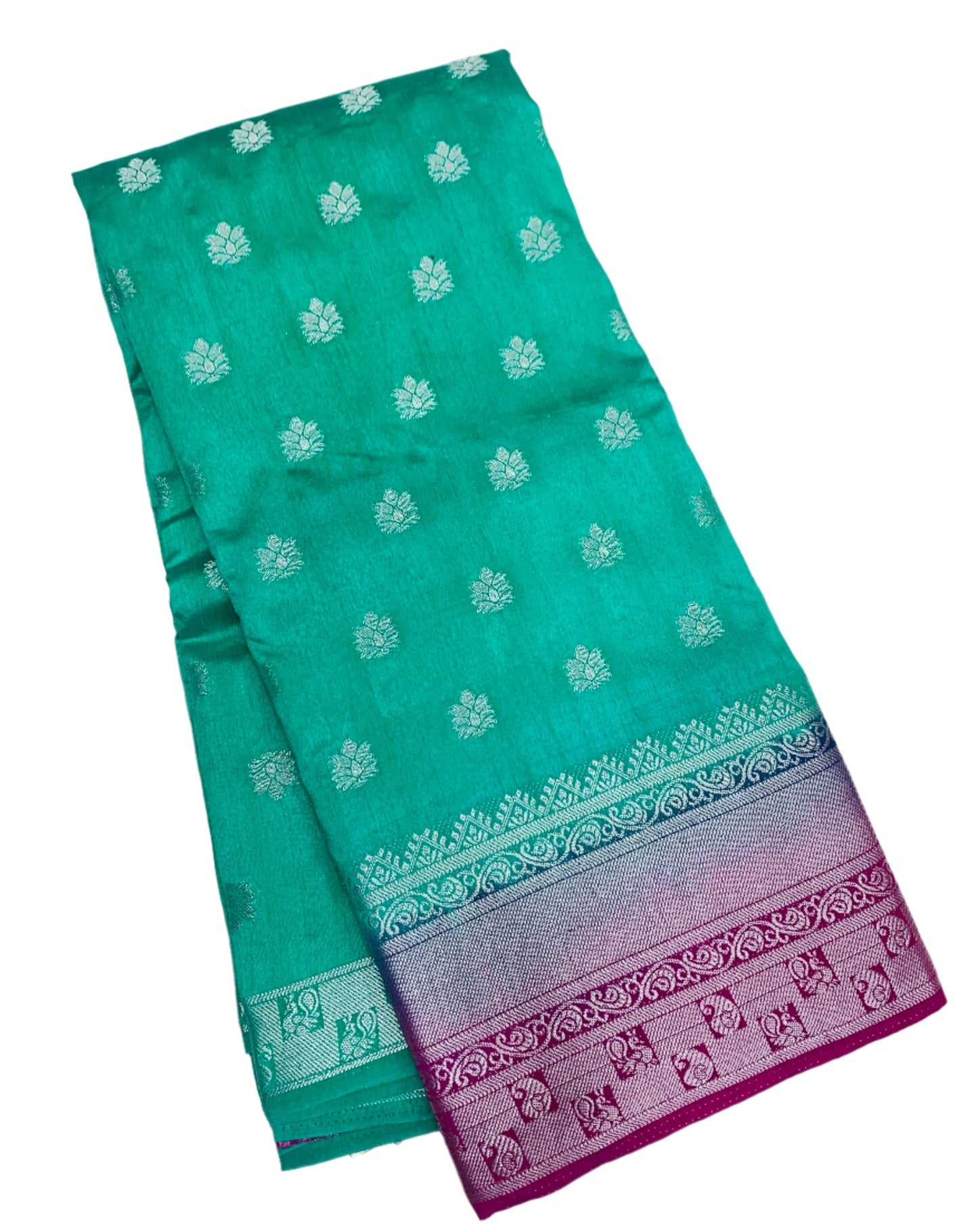 Tussar Saree Colour Light Sapphire Colour with Pink Border