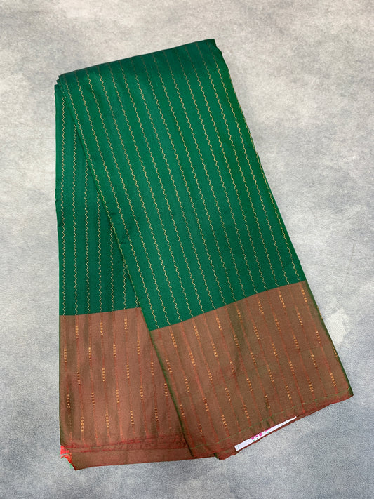 Arani Silk Saree Green Colour with Brown Border