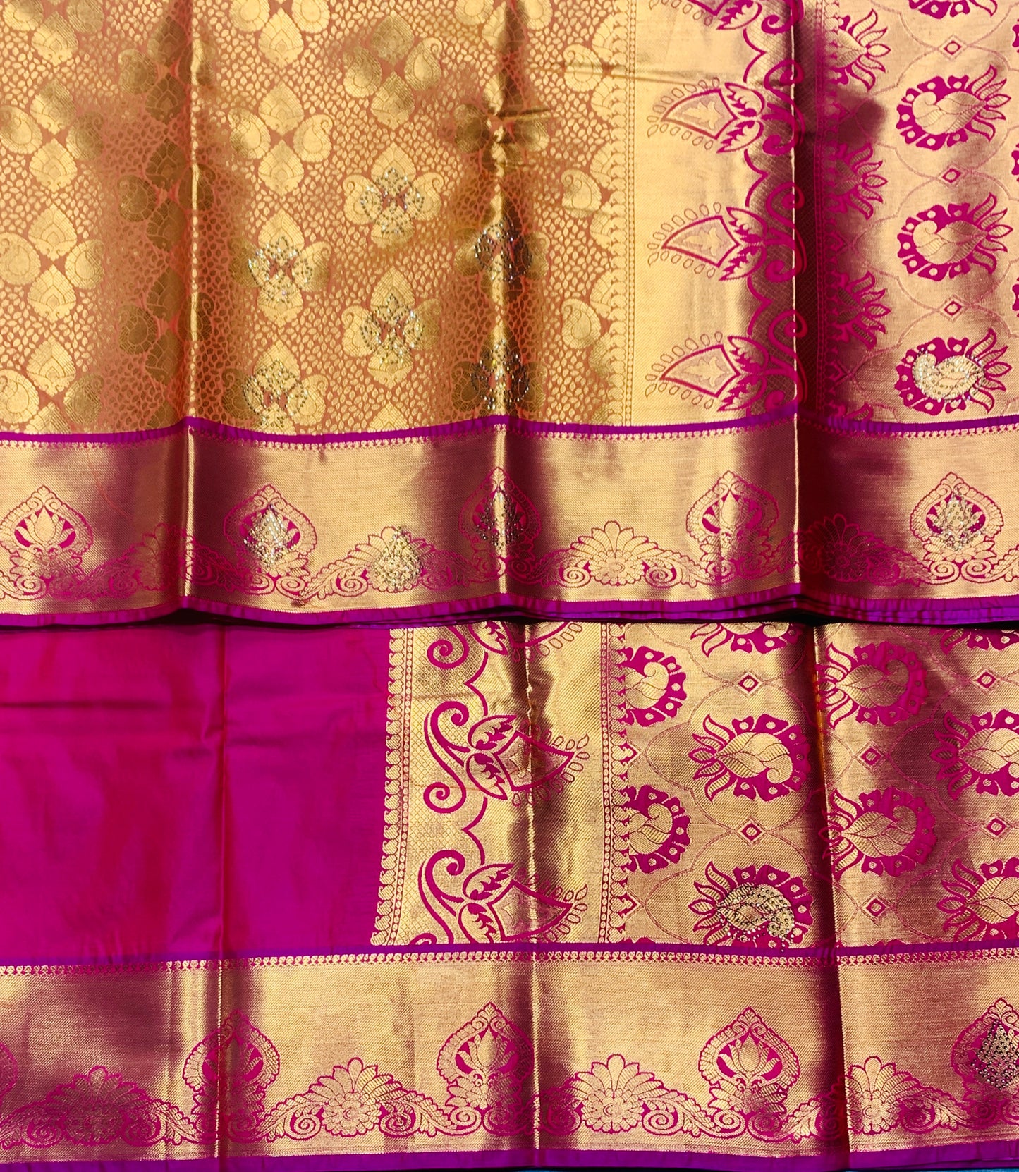 Vegan Silk Saree Mango Yellow Colour with Copper and Pink Border