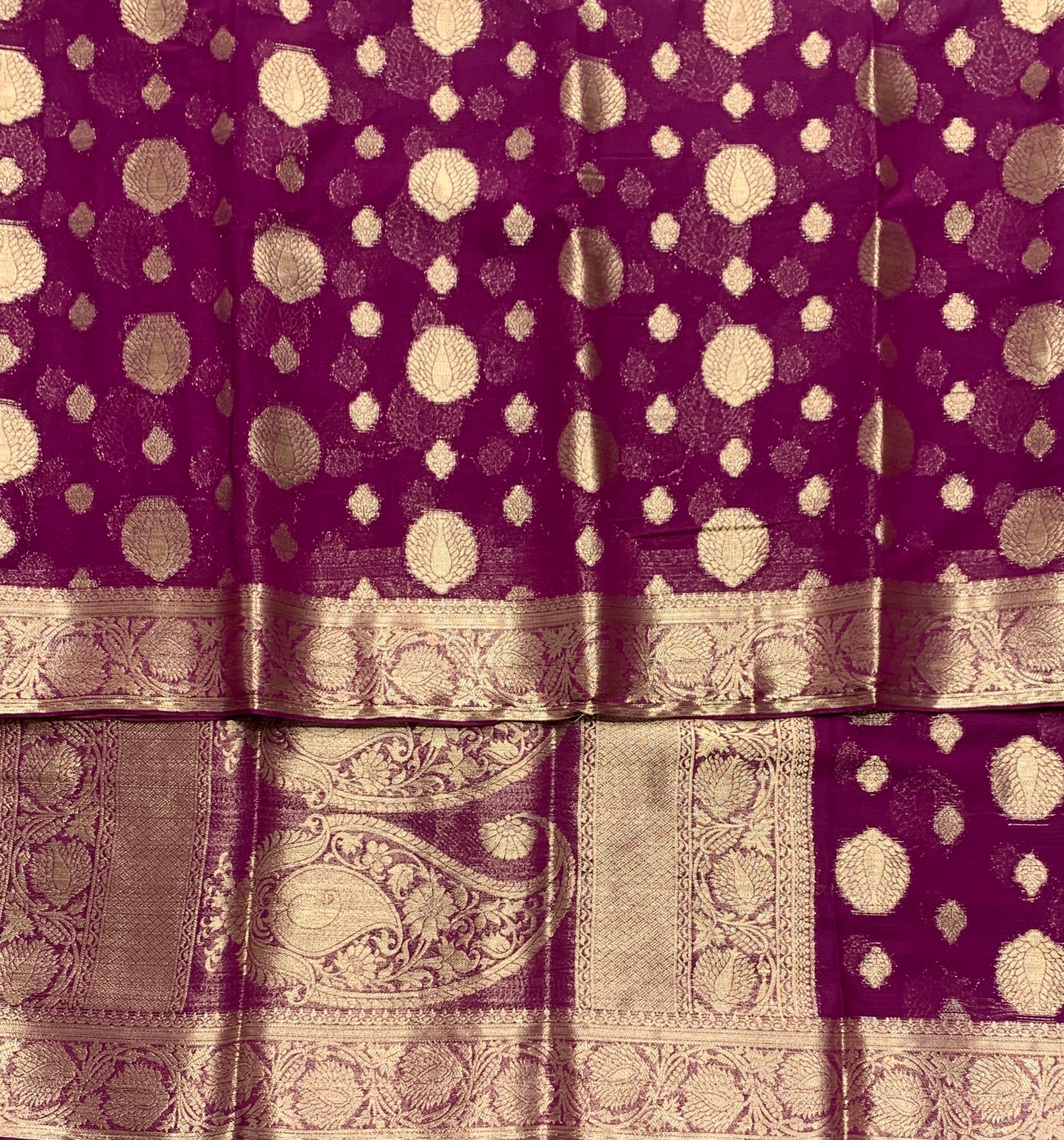 Georgette Saree Magenta Colour with Sliver Floral Design Border