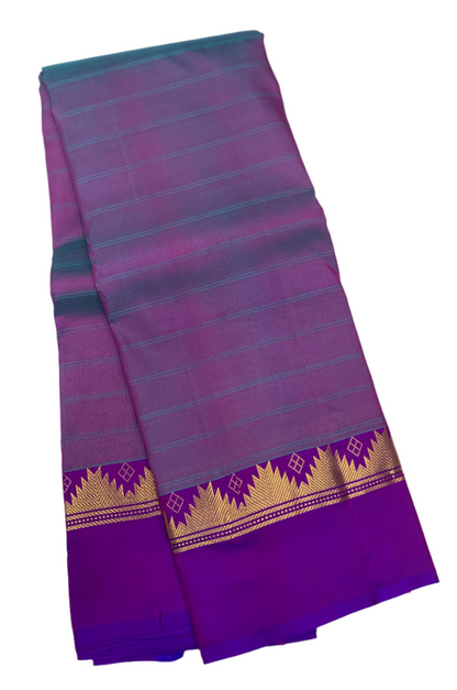 Pure Kanchipuram Silk Saree Lavender shade with Purple Border