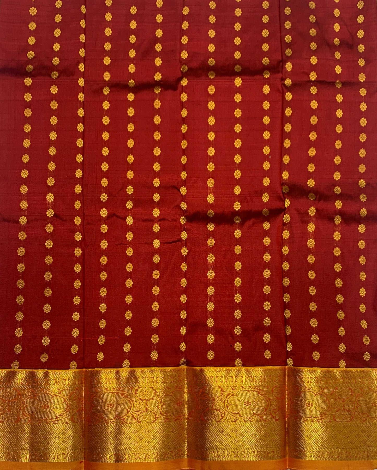 Maroon shade Pure kanchipuram Kids Pattu Pavadai with contrast border for newborn to 2 Years