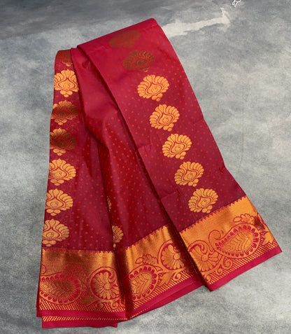 Vegan Silk Saree Maroon Colour Saree with Copper Border