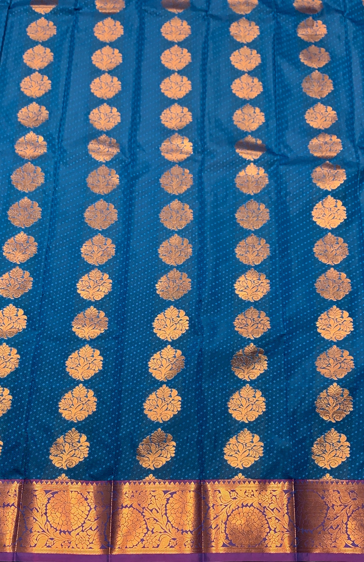 Vegan Silk Saree Blue Colour Saree with Copper Border