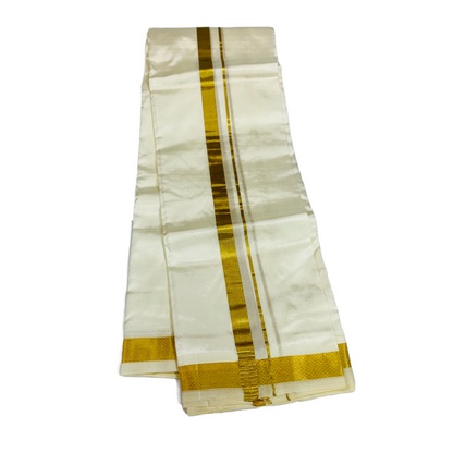 Pure Silk Dhoti 8 Mulam Cream Colour Small Border