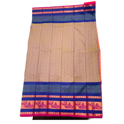 Chocolate Brown shade saree with Navy Blue Border