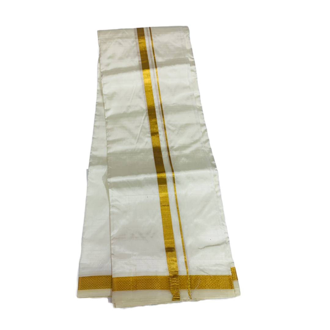 Pure Silk Dhoti 8 Mulam Cream Colour