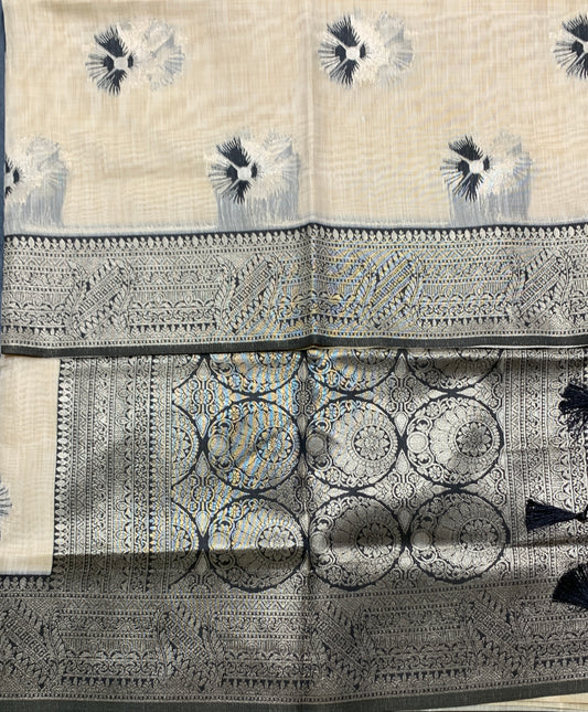 Banaras Katan Saree Tussar Colour with Katan Work Border