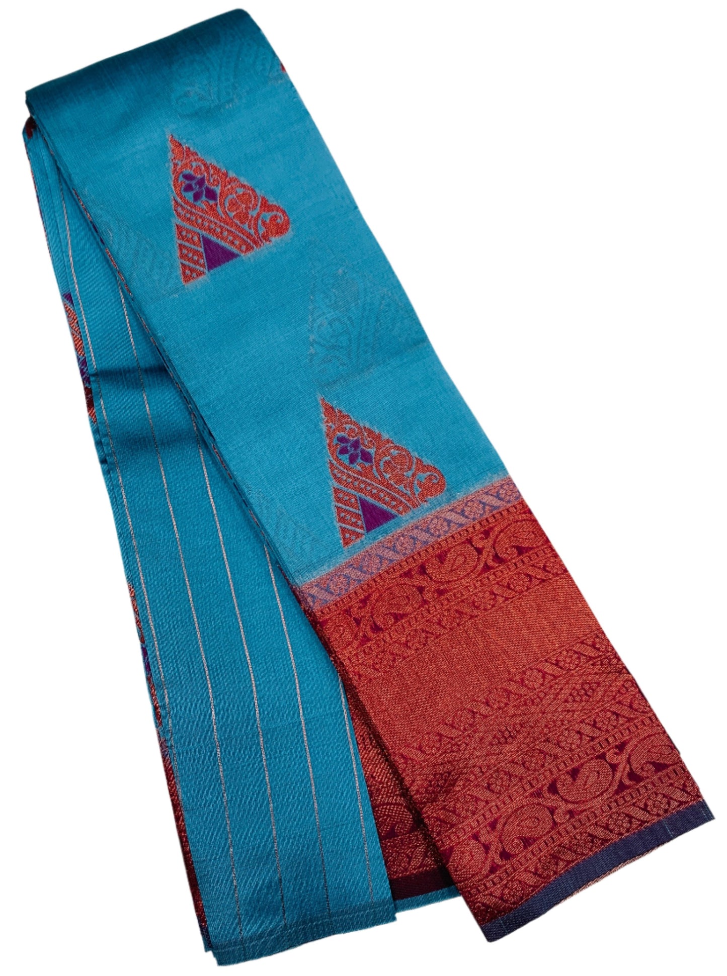 Art Silk Saree Sky Blue Colour with Pink Border