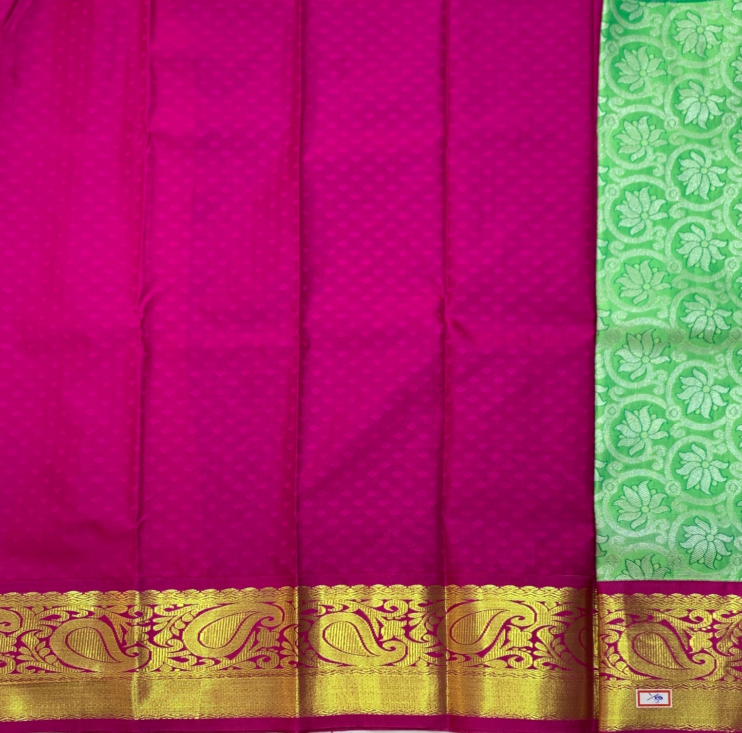 Light Green Shade Vegan Silk Kids Pattu Pavadai with Contrast Border for Newborn to 2 Years