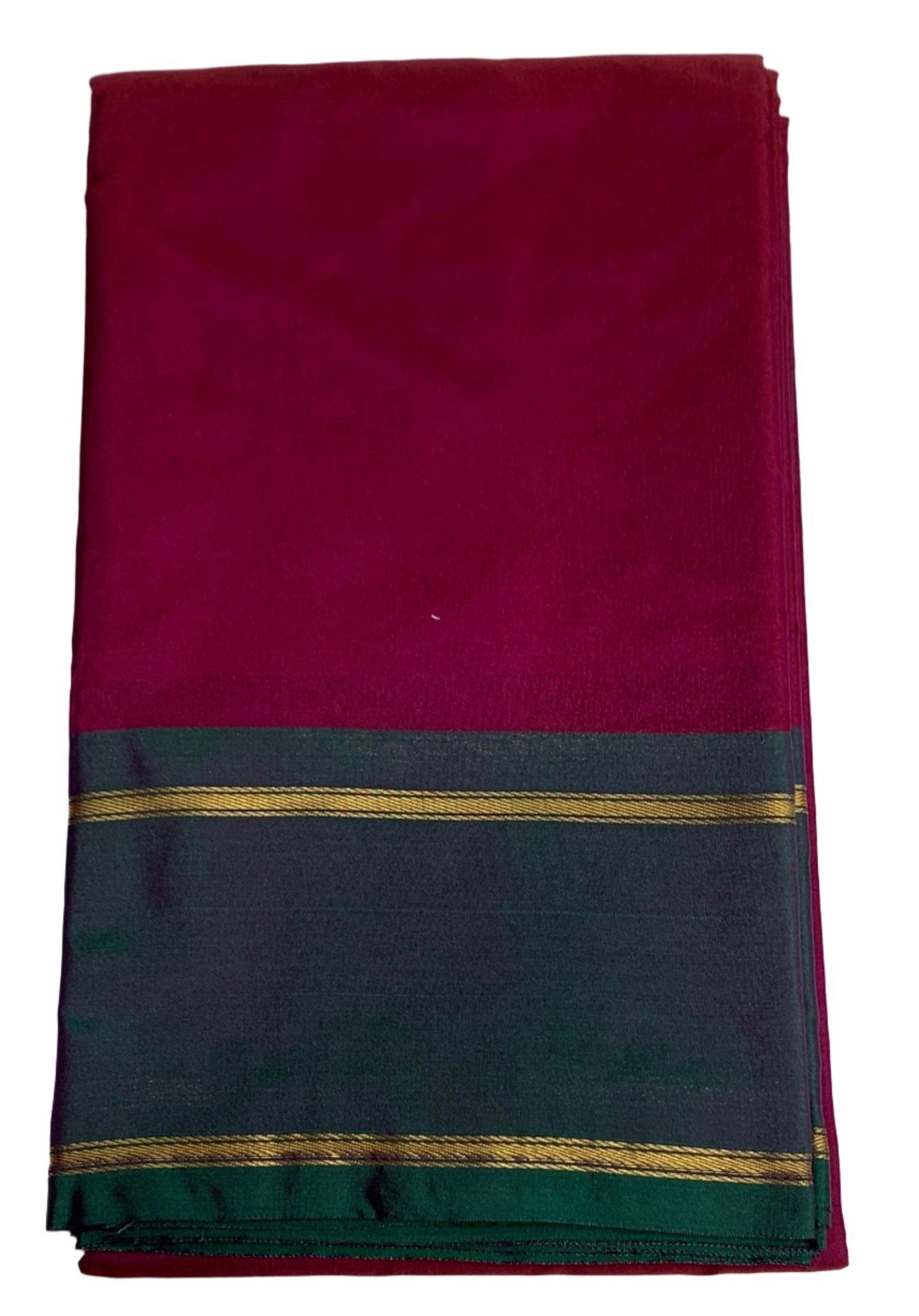 Arani Silk Saree Pinkish Maroon Colour with Green and Golden Border