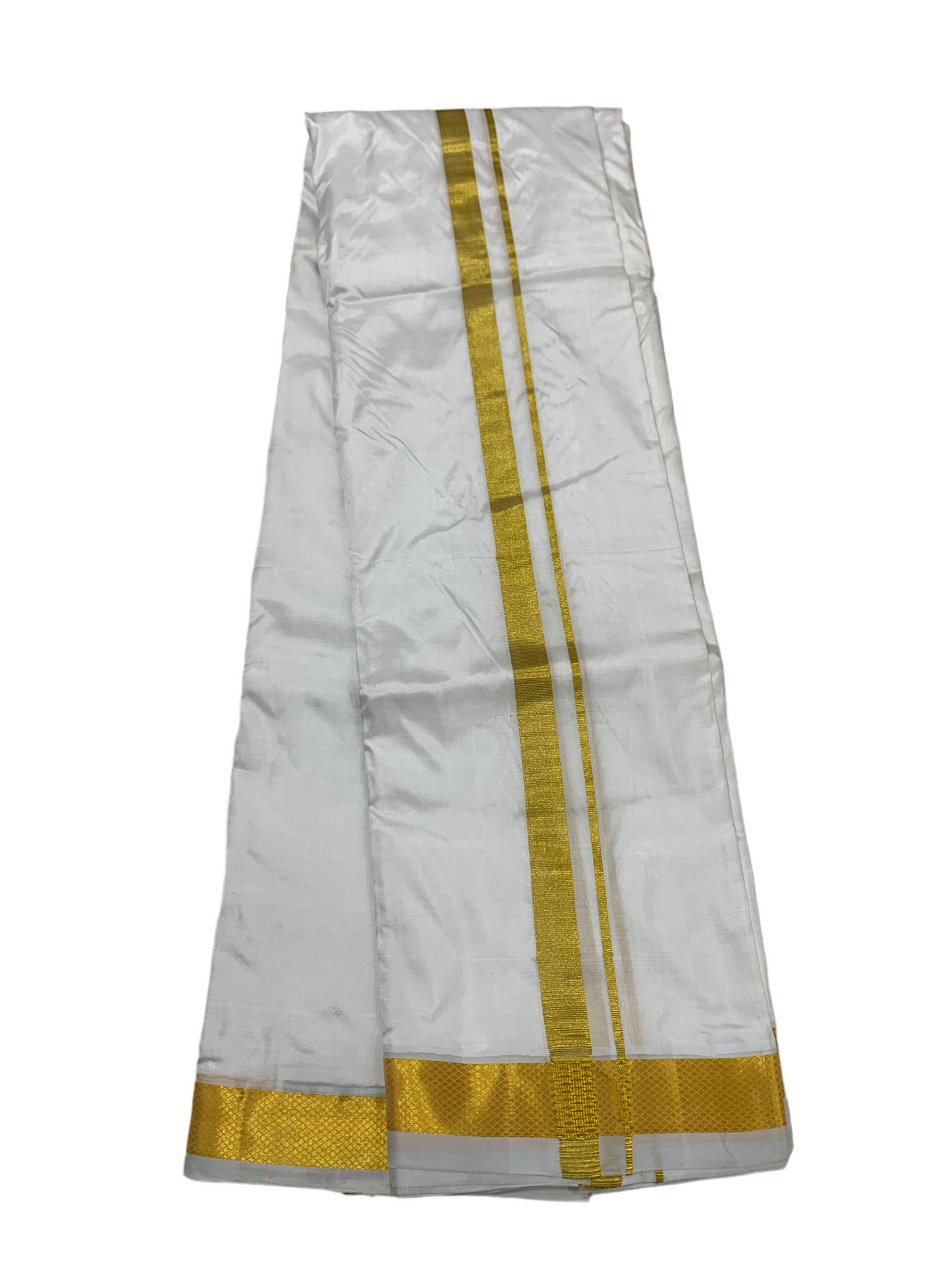 9x5 Pure Silk Dhoti White Colour Small Border