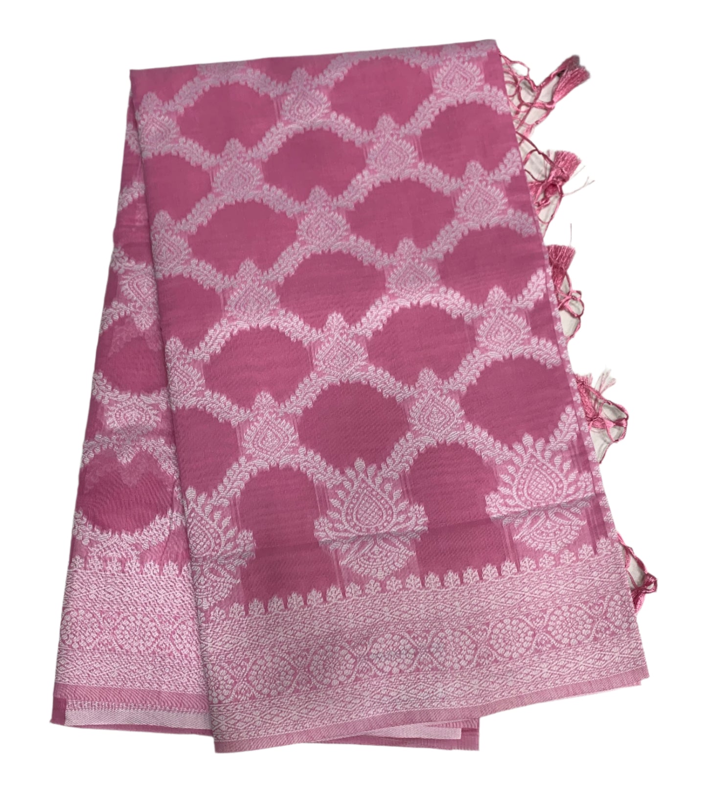 Banaras Katan Saree Baby Pink Colour with Katan Work Border