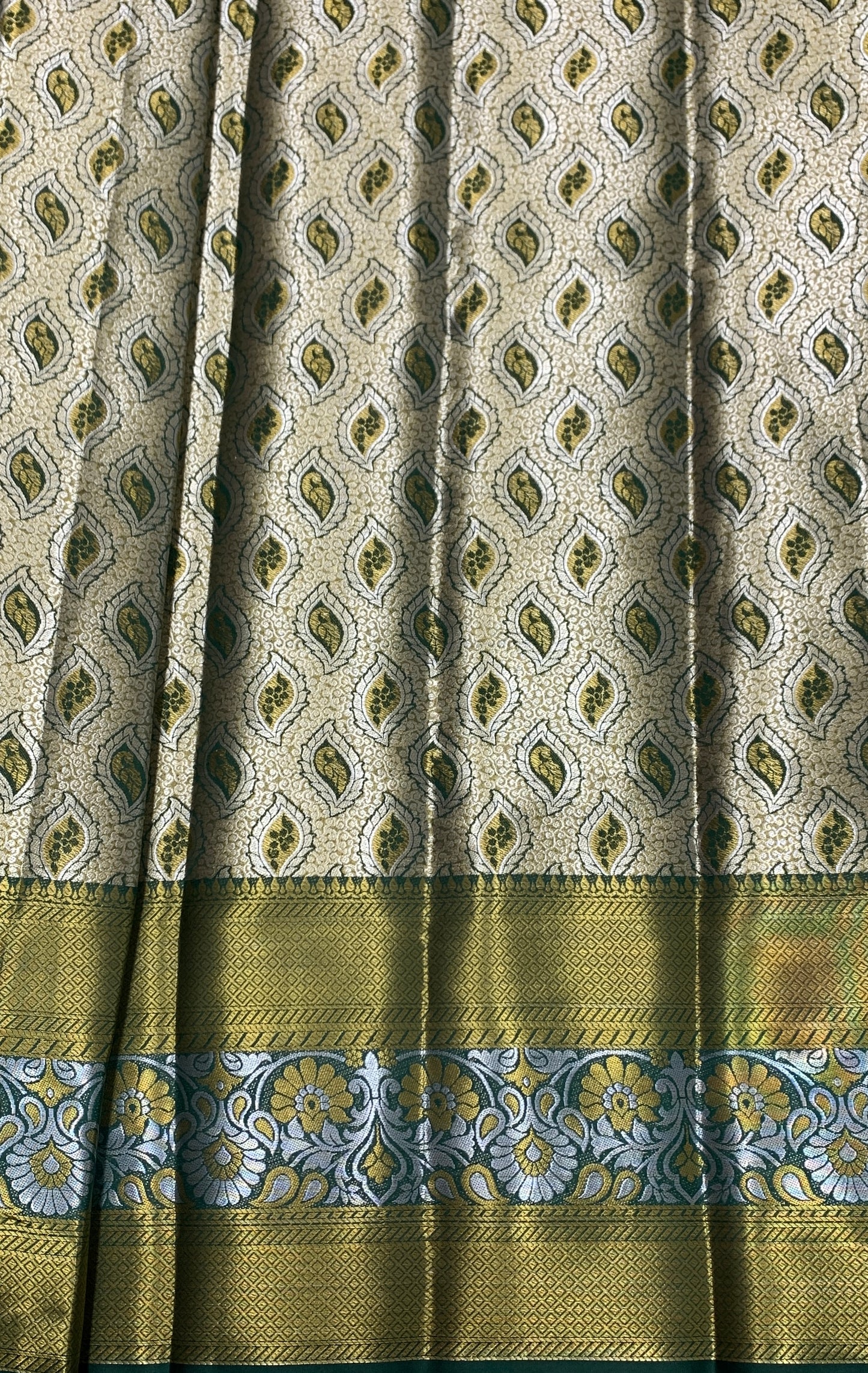 Fancy Tissue Saree Golden Colour with Green Border