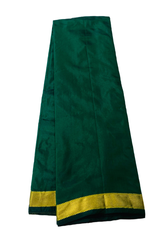 Arani Silk Saree  Dark Green Colour with Golden Border.