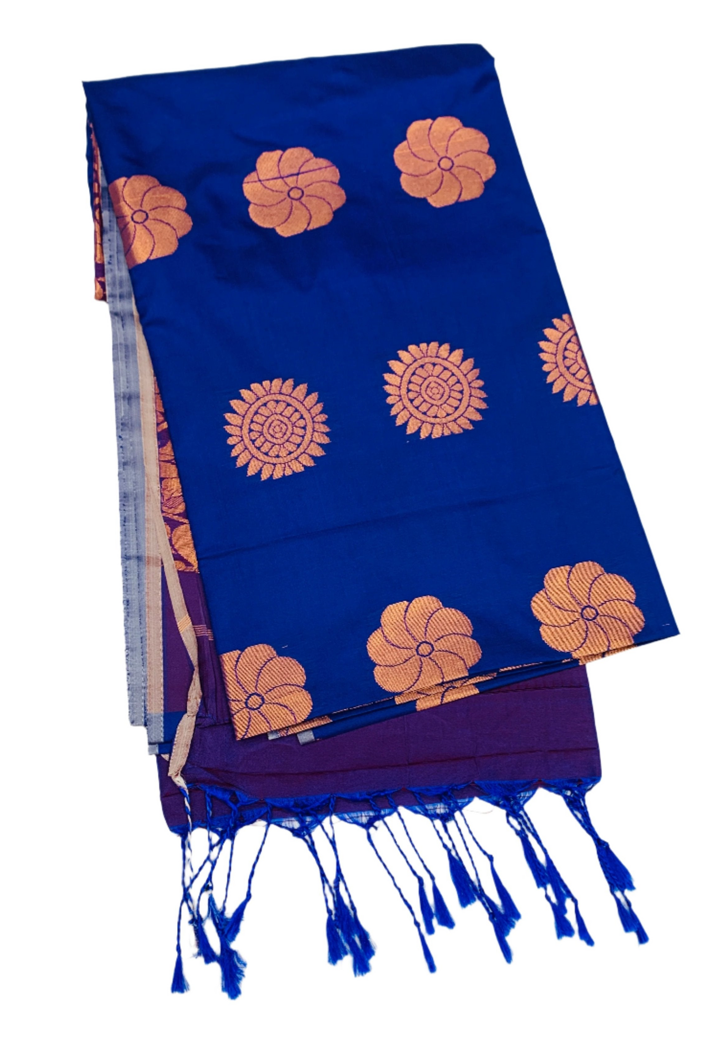 Soft Vegan Silk Saree Dark Blue shade with Floral Design