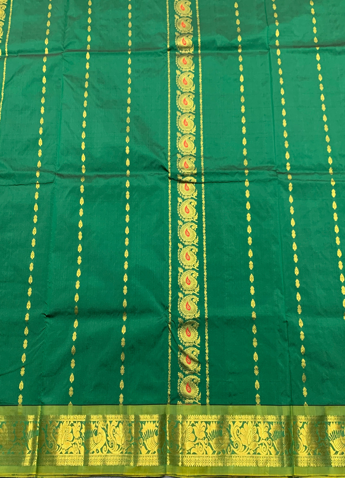 Light Green shade Semi Silk Kids Pattu Pavadai with Contrast border for age above 10 years