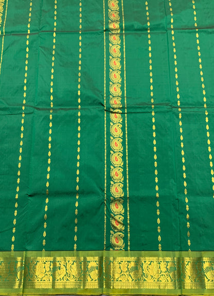 Light Green shade Semi Silk Kids Pattu Pavadai with Contrast border for age above 10 years