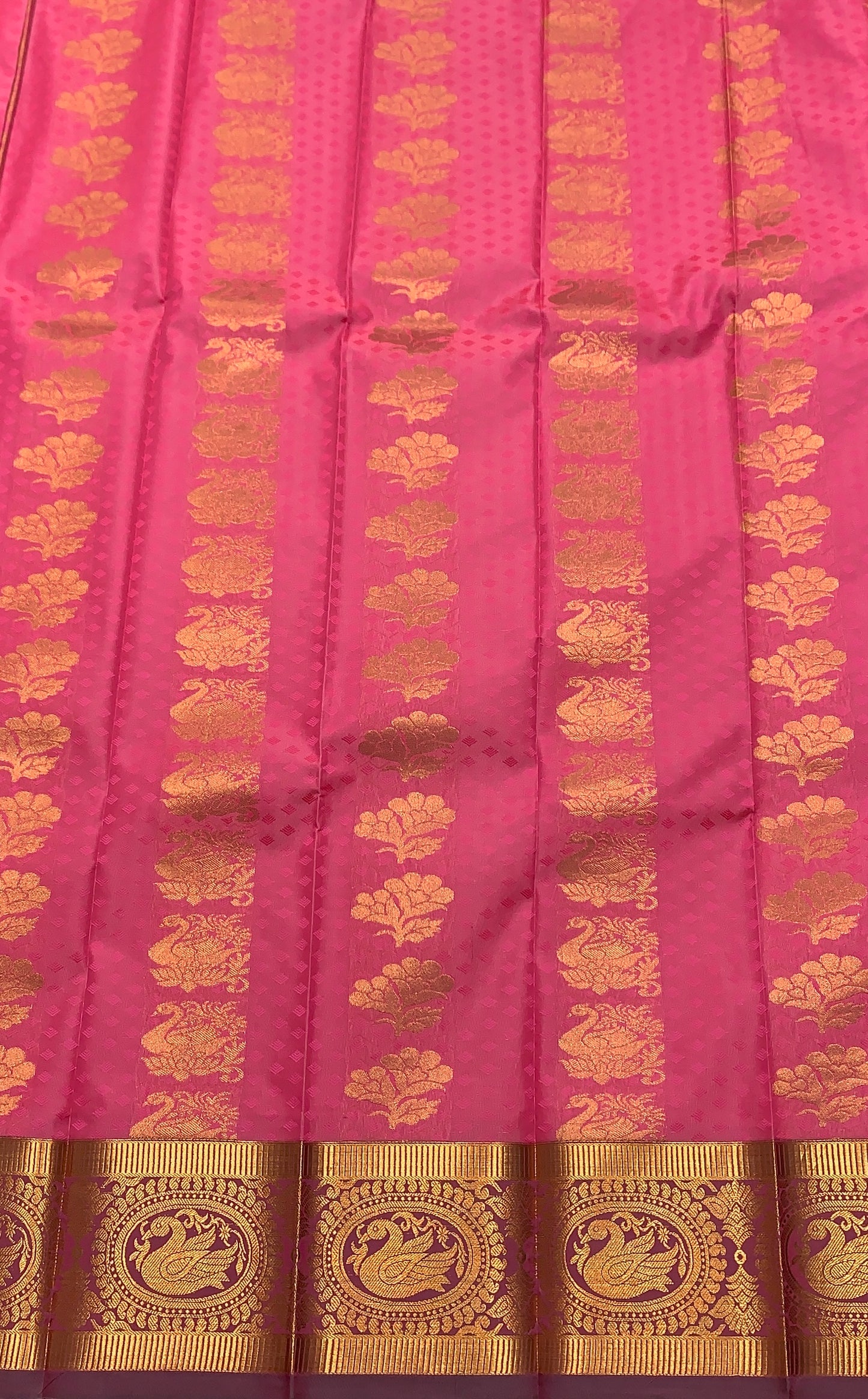 Vegan Silk Saree Peach Pink Colour with Copper Border