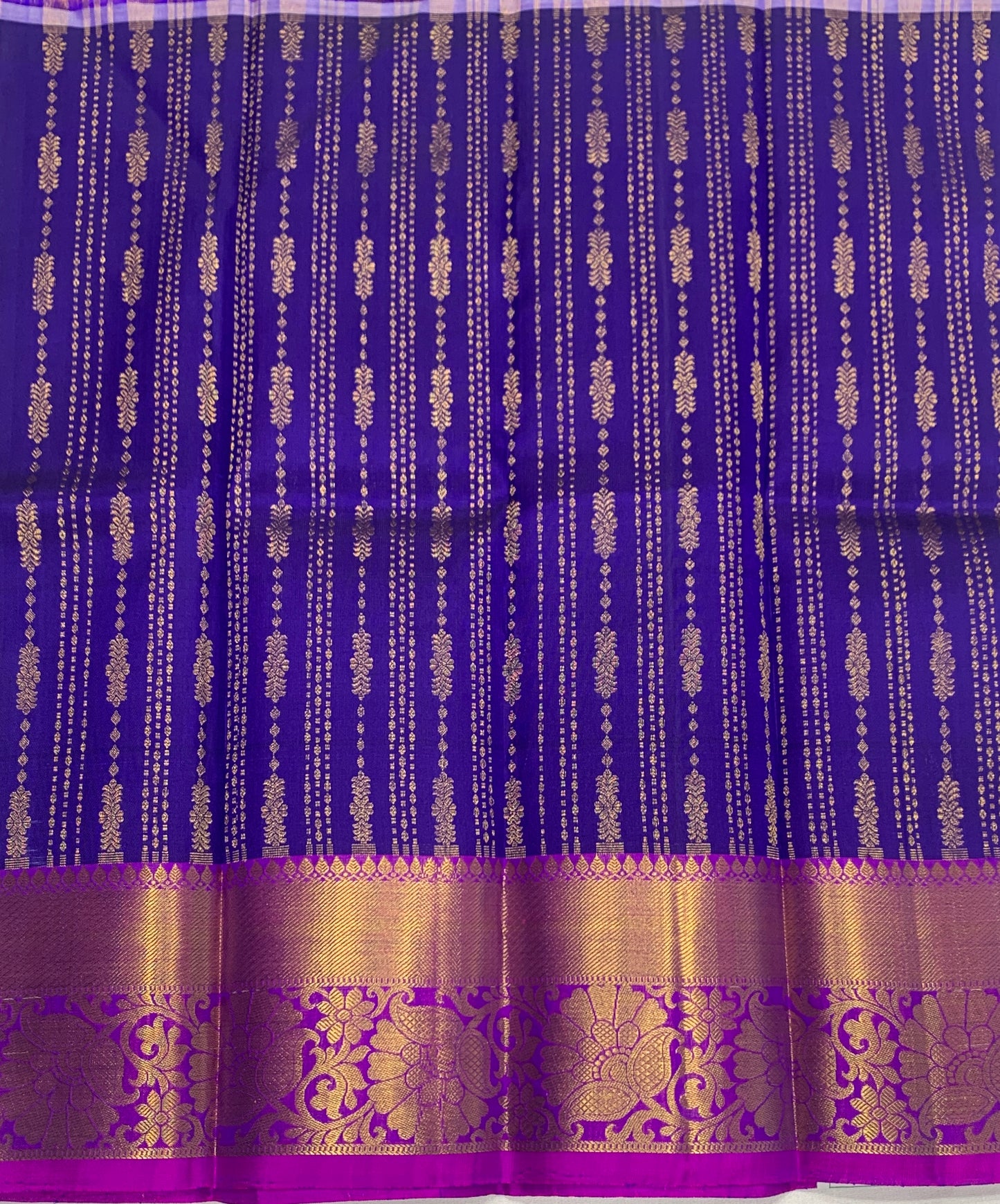 Blue shade Pure kanchipuram Kids Pattu Pavadai with contrast border for newborn to 2 Years