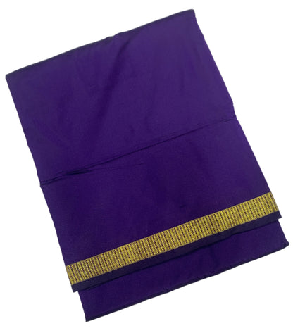 9 yards Vegan Silk Saree Violet Colour with Small Border