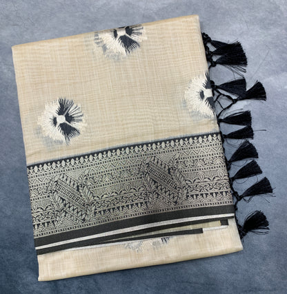 Banaras Katan Saree Tussar Colour with Katan Work Border