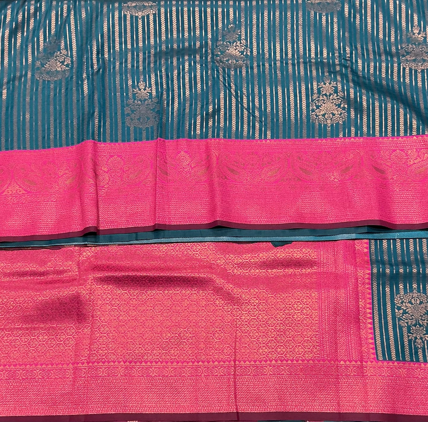 Soft Silk Casual Saree Sky Blue Colour with Peachish Pink Colour Border