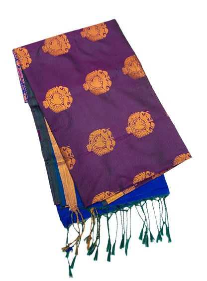 Soft Vegan Silk Saree Dark Purple shade